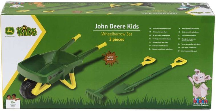 Ігровий набір юного садівника з тачкою John Deere Kids Wheelbarrow Set Theo Klein 3952 з лопаткою, граблями