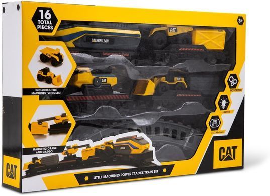 Залізниця CAT Будівельний експрес з міні-технікою Little Machines Power Tracks Train Set Funrise 82949 зі світлом