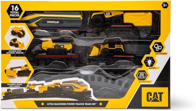 Залізниця CAT Будівельний експрес з міні-технікою Little Machines Power Tracks Train Set Funrise 82949 зі світлом
