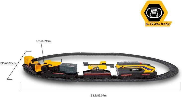 Залізниця CAT Будівельний експрес з міні-технікою Little Machines Power Tracks Train Set Funrise 82949 зі світлом
