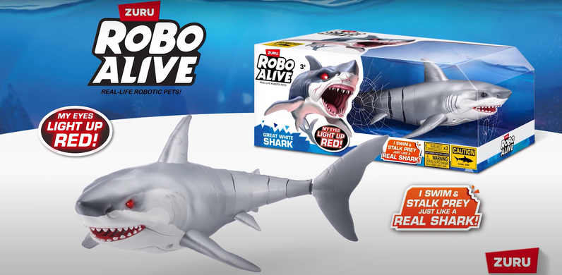 Інтерактивна іграшка Велика біла акула Great White Shark Zuru Robo Alive 71126 зі світлом