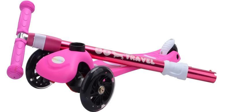 Уцінка Дитячий триколісний самокат LED Kids Scooter GO Travel LS304B-PK рожевий