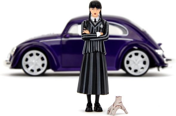 Металева машина 1972 Volkswagen Beetle 1/24 з фігурками Венздей Аддамс і Річ Jada Toys 253255076
