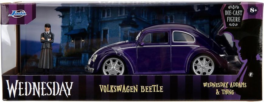 Металева машина 1972 Volkswagen Beetle 1/24 з фігурками Венздей Аддамс і Річ Jada Toys 253255076