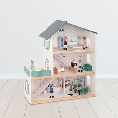 Дерев'яний ляльковий будиночок Tooky Toy Wooden Doll House TН919 звукові та світлові ефекти