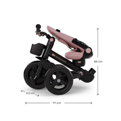 Дитячий триколісний велосипед Kinderkraft Aveo 2 Plus Pink KRAVEO02PNK0000 з повортним сидінням