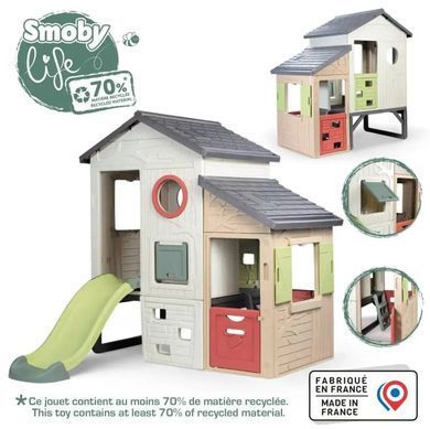 Игровой двухкомнатный домик с горкой Веселые приключения Adventure Playhouse Smoby Life 7600811100
