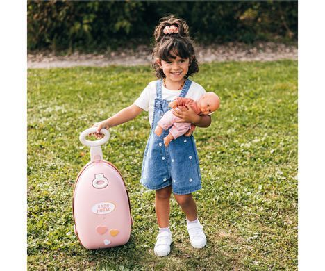 Розкладна валіза з аксесуарами для догляду за лялькою 3в1 Baby Nurse Smoby 7600220392 теракотова пудра