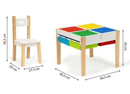 Дитячій комплект меблів з сосни стіл с двома стільцями Ecotoys XKF002