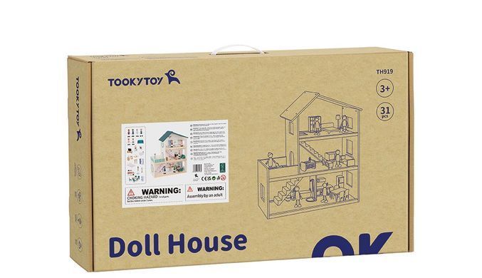 Дерев'яний ляльковий будиночок Tooky Toy Wooden Doll House TН919 звукові та світлові ефекти