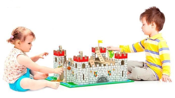 Ігровий набір Дерев'яний лицарський замок Viga Toys Wooden Castle Play 50310