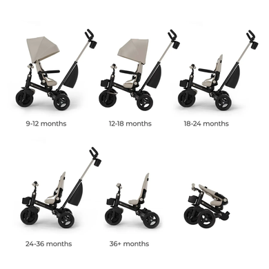Дитячий триколісний велосипед Kinderkraft Aveo 2 Plus Beige KRAVEO02BEG0000 з повортним сидінням