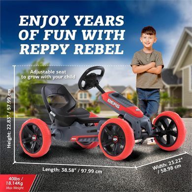Дитячий велокарт зі звуковим блоком BERG Reppy Rebel Pedal Go Kart 24.60.02.00 від 2,5 до 6 років