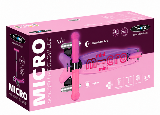 Детский трехколесный самокат Mini Micro Deluxe Glow LED MMD217 от 2 до 5 лет