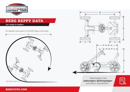 Дитячий велокарт зі звуковим блоком BERG Reppy Rebel Pedal Go Kart 24.60.02.00 від 2,5 до 6 років