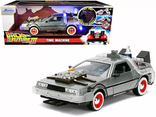 Металева машина 1989 DeLorean DMC-12 Машина часу 1:24 Назад у майбутнє 3 Jada Toys 253255027 зі світлом