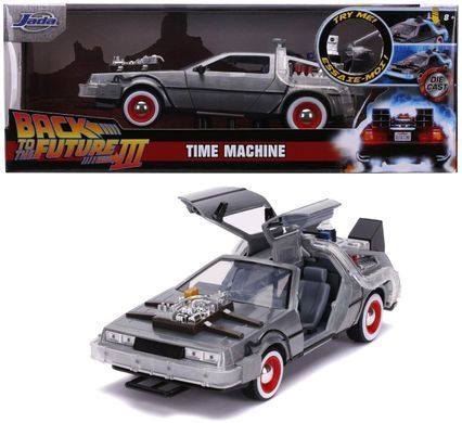 Металева машина 1989 DeLorean DMC-12 Машина часу 1:24 Назад у майбутнє 3 Jada Toys 253255027 зі світлом