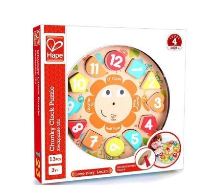 Дерев'яний пазл-сортер Годинник Chunky Clock Puzzle Hape E1622