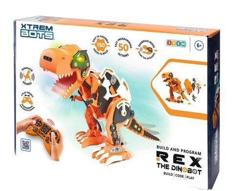Уценка Роботизированная игрушка-конструктор STEM Дино Рекс Xtrem Bots Rex the Dinobot BlueRocket XT3803086