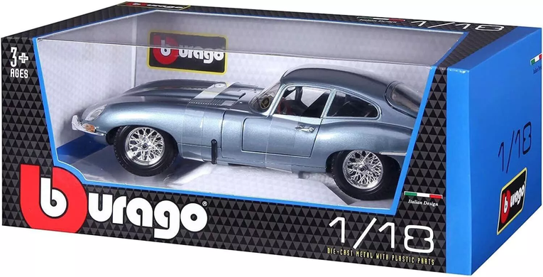 Металева автомодель Jaguar E-Type Coupe (1961) Bburago 18-12044 у масштабі 1/18