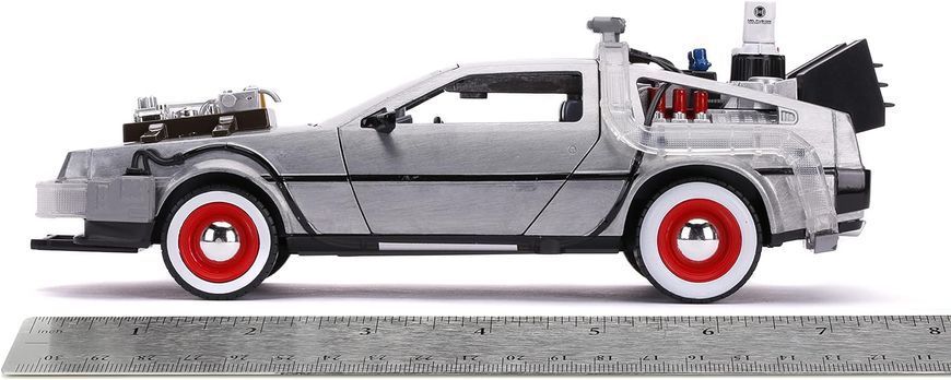 Металева машина 1989 DeLorean DMC-12 Машина часу 1:24 Назад у майбутнє 3 Jada Toys 253255027 зі світлом