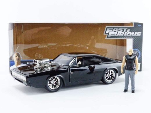 Металева машинка Dom's 1970 Dodge Charger R/T 1:24 з фігуркою Домініка Торетто Jada Toys 253205000