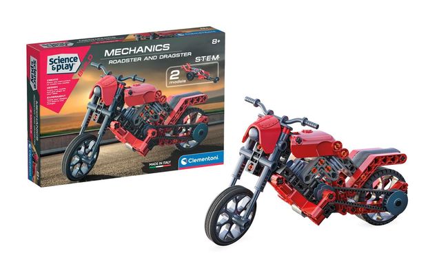 Конструктор Roadster and Dragster (2 в 1 130 деталей) серія Science and Play Clementoni 75079